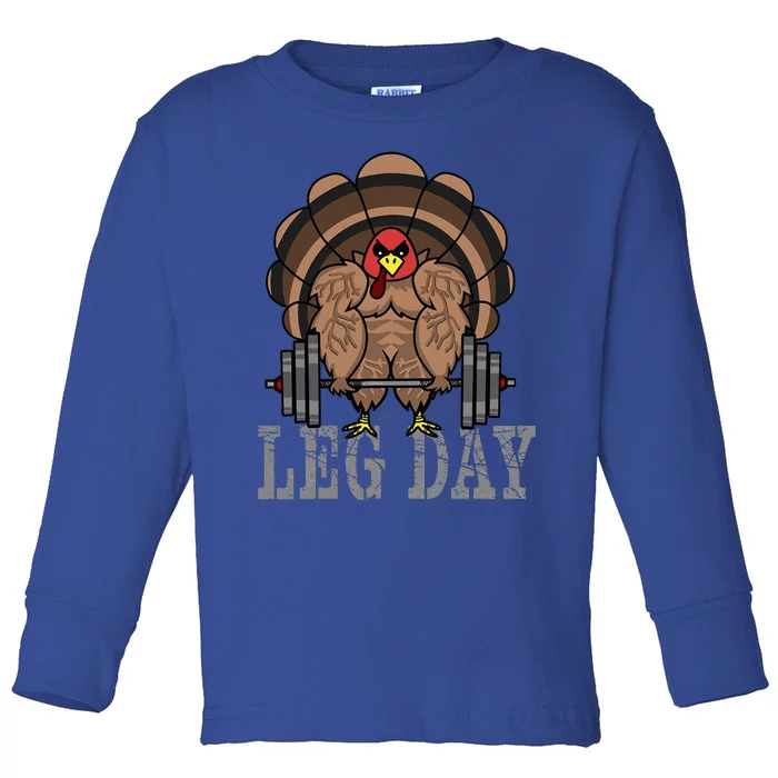 Funny Deadlifting Turkey Thanksgiving Leg Day Deadlift Toddler Long Sleeve Shirt