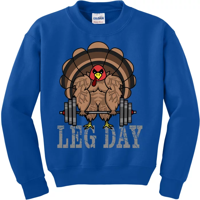 Funny Deadlifting Turkey Thanksgiving Leg Day Deadlift Kids Sweatshirt