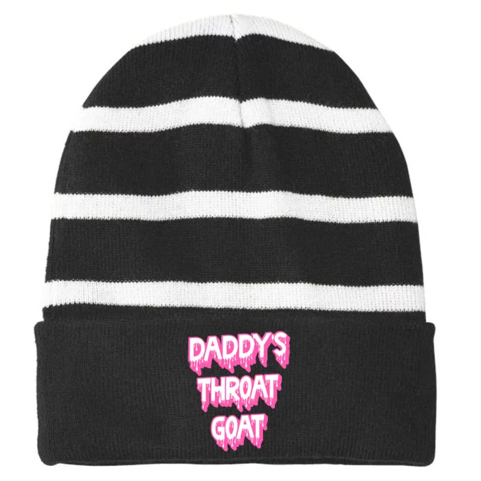 Funny Daddys Throat Goat Adult Humor Sarcastic Outfit Striped Beanie with Solid Band