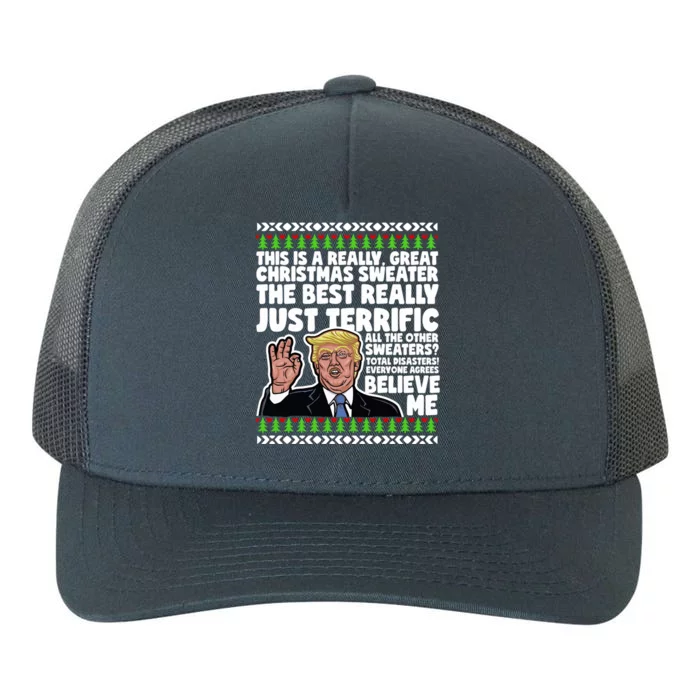 Funny Donald Trump Ugly Christmas Sweater Parody Speech Great Gift Yupoong Adult 5-Panel Trucker Hat