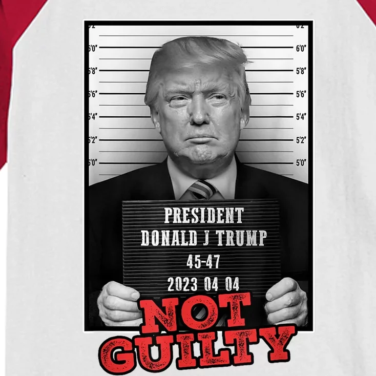 Funny Donald Trump Not Guilty Mug Shot Kids Colorblock Raglan Jersey