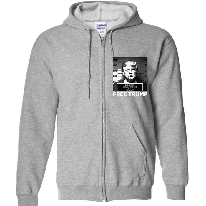 Free Donald Trump Mugshot Full Zip Hoodie