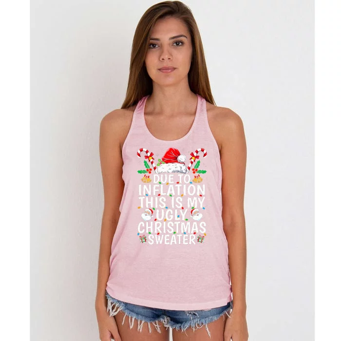 Funny Due to Inflation This is My Ugly Sweater For Christmas Women's Knotted Racerback Tank