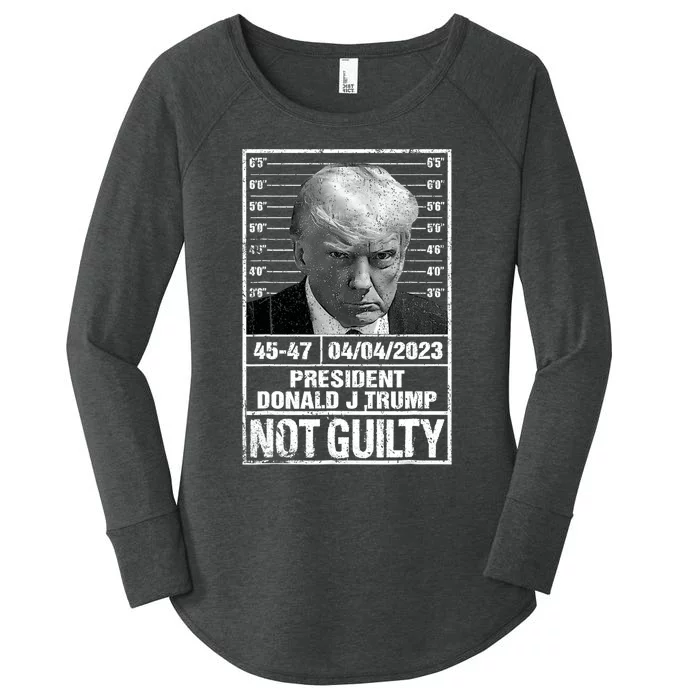 Free Donald Trump Mug Shot Republican President MAGA 2024 Women's Perfect Tri Tunic Long Sleeve Shirt