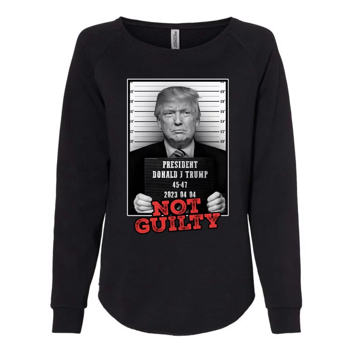 Funny Donald Trump Not Guilty Mug Shot Free Trump 2024 Womens California Wash Sweatshirt