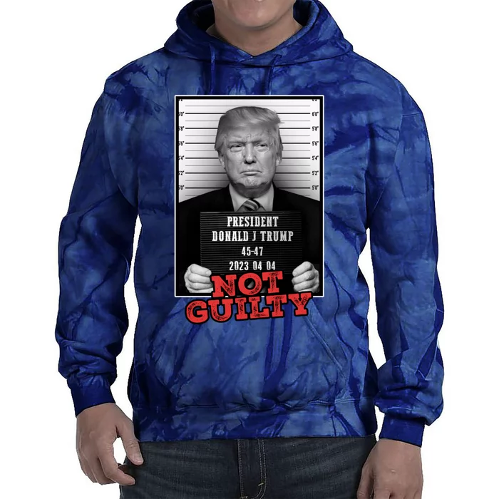 Funny Donald Trump Not Guilty Mug Shot Free Trump 2024 Tie Dye Hoodie