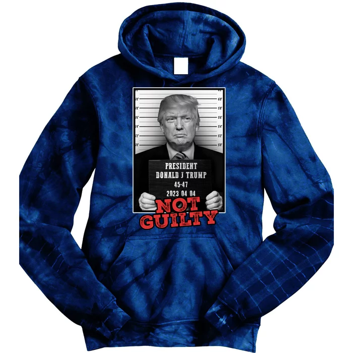 Funny Donald Trump Not Guilty Mug Shot Free Trump 2024 Tie Dye Hoodie