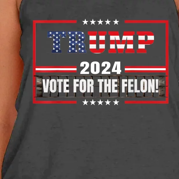 Funny Donald Trump Supporter 2024 Vote For The Felon Women's Knotted Racerback Tank