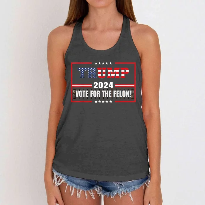 Funny Donald Trump Supporter 2024 Vote For The Felon Women's Knotted Racerback Tank