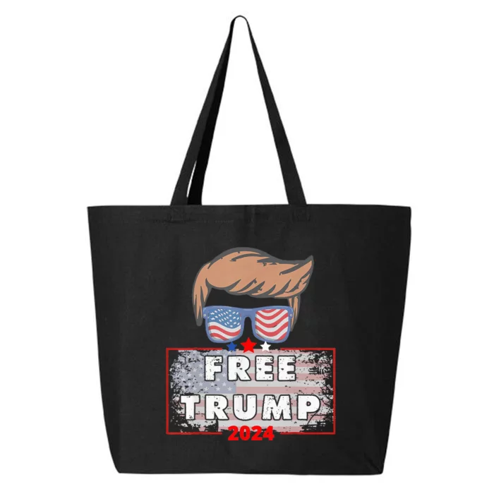 Free Donald Trump Republican Support Pro Trump American Flag 25L Jumbo Tote