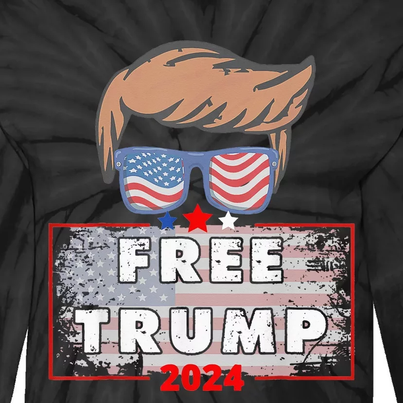 Free Donald Trump Republican Support Pro Trump American Flag Tie-Dye Long Sleeve Shirt