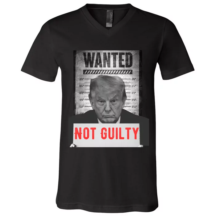 Funny Donald Trump Not Guilty Mug Shot Free Trump 2024 V-Neck T-Shirt