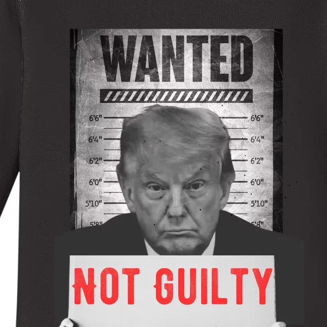 Funny Donald Trump Not Guilty Mug Shot Free Trump 2024 Baby Long Sleeve Bodysuit