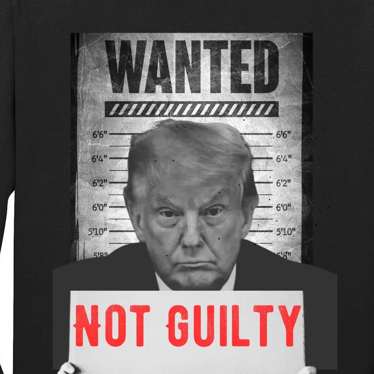 Funny Donald Trump Not Guilty Mug Shot Free Trump 2024 Tall Long Sleeve T-Shirt