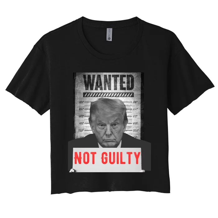 Funny Donald Trump Not Guilty Mug Shot Free Trump 2024 Women's Crop Top Tee