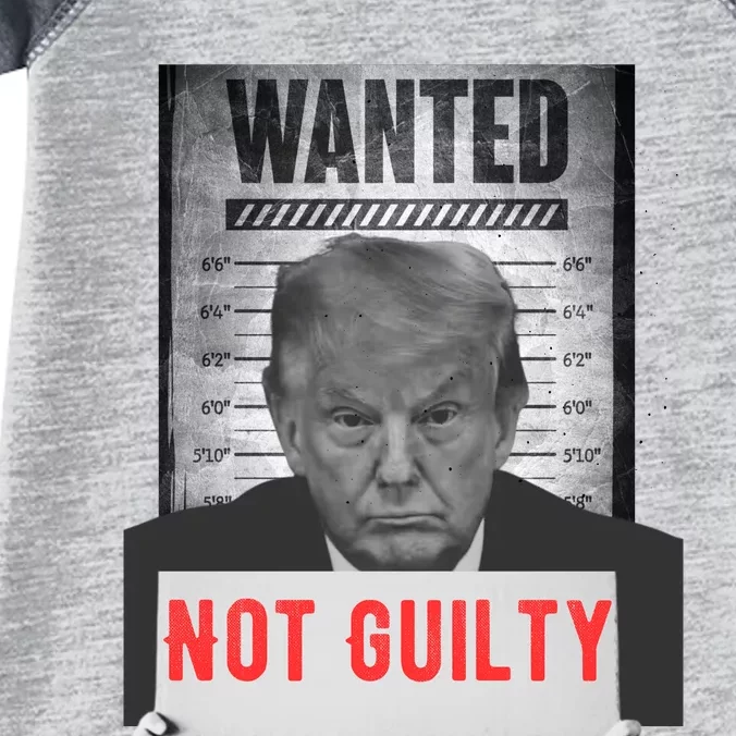 Funny Donald Trump Not Guilty Mug Shot Free Trump 2024 Infant Baby Jersey Bodysuit