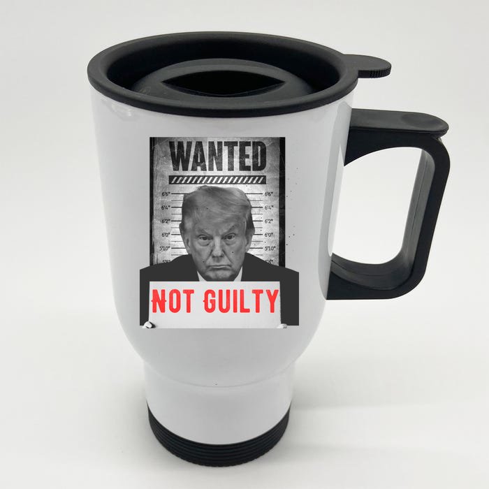 Funny Donald Trump Not Guilty Mug Shot Free Trump 2024 Front & Back Stainless Steel Travel Mug