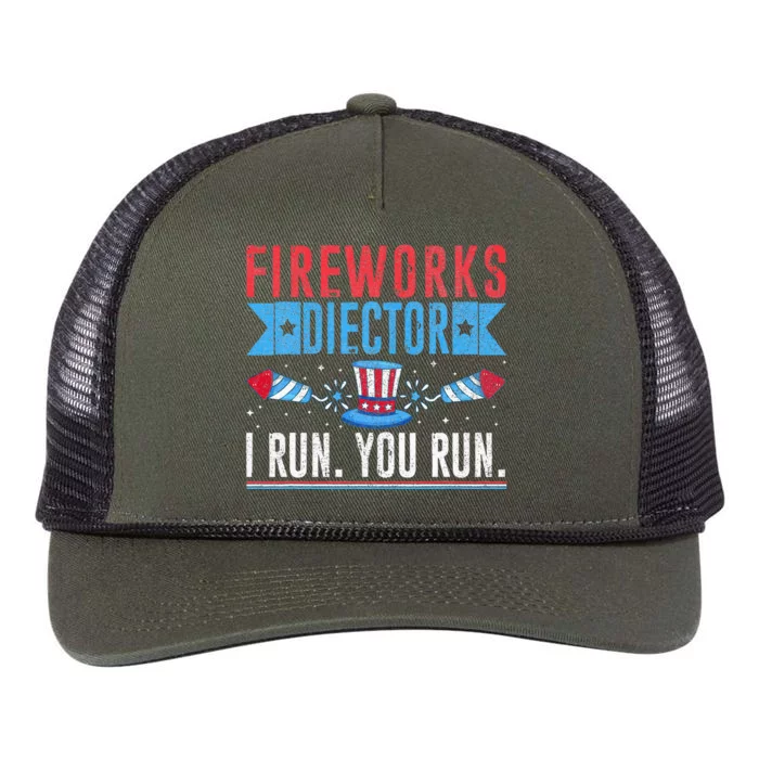 Firework Director Technician I Run You Run 4th Of July Retro Rope Trucker Hat Cap