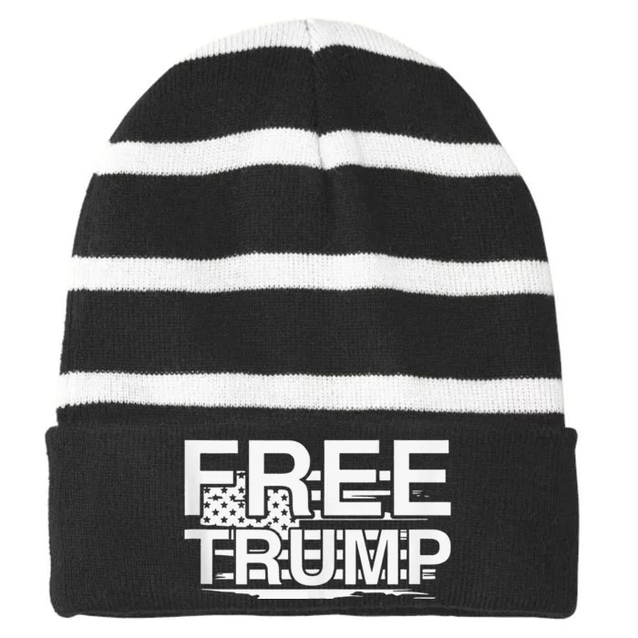 Free Donald Trump Striped Beanie with Solid Band