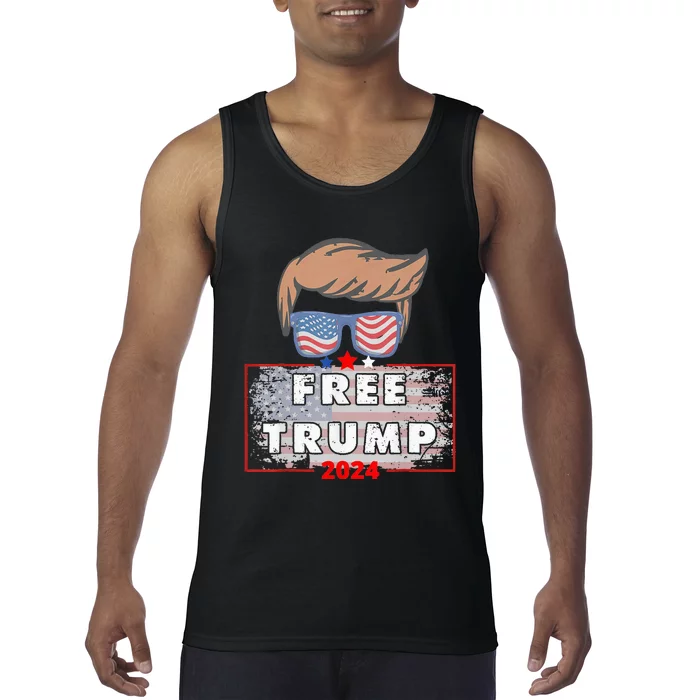 Free Donald Trump Republican Support Pro Trump American Flag Tank Top