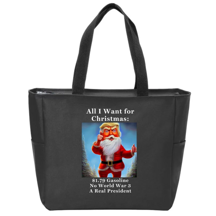 Funny Donald Trump MAGA Christmas Conservative Zip Tote Bag