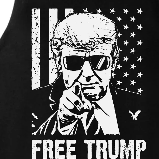 Free Donald Trump Republican Support Pro Trump American Flag Ladies Tri-Blend Wicking Tank