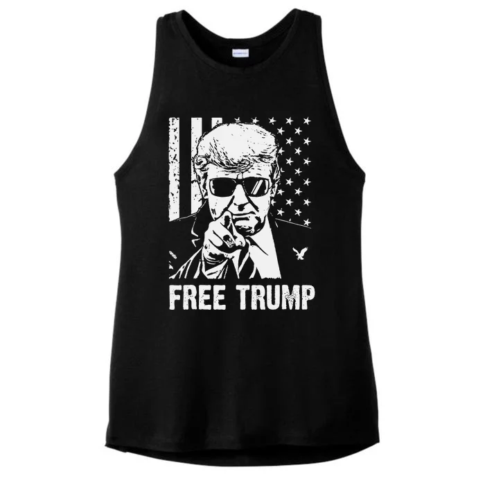 Free Donald Trump Republican Support Pro Trump American Flag Ladies Tri-Blend Wicking Tank