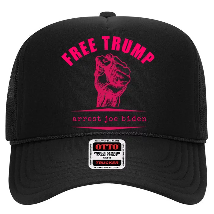 Free Donald Trump MAGA Conservative High Crown Mesh Trucker Hat