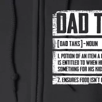 Funny Dad Tax Definition Fathers Day For Dad Daddy Full Zip Hoodie