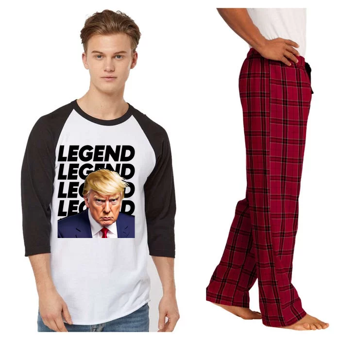 Free Donald Trump Mug Shot Maga 2024 Trump Legend Gift Raglan Sleeve Pajama Set