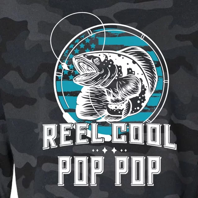 Fathers Day Tee Reel Cool Pop Pop Fishing Cropped Pullover Crew