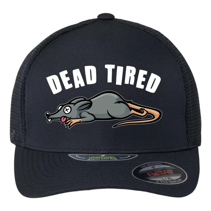 Funny Dead Tired Dead Rat Mouse Flexfit Unipanel Trucker Cap