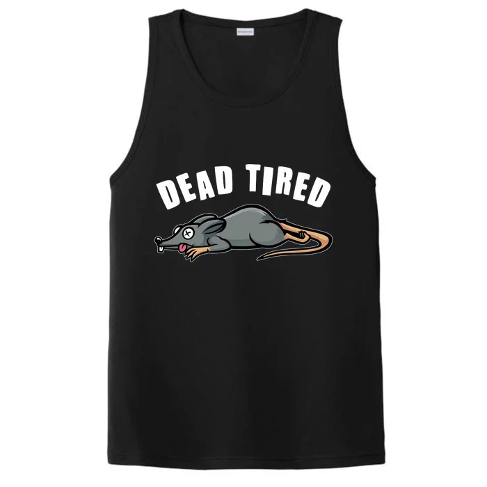 Funny Dead Tired Dead Rat Mouse Performance Tank