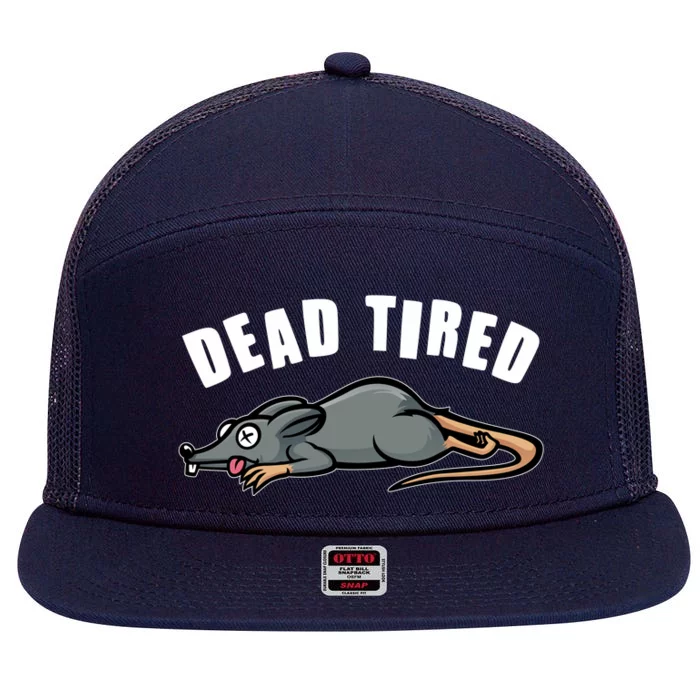 Funny Dead Tired Dead Rat Mouse 7 Panel Mesh Trucker Snapback Hat