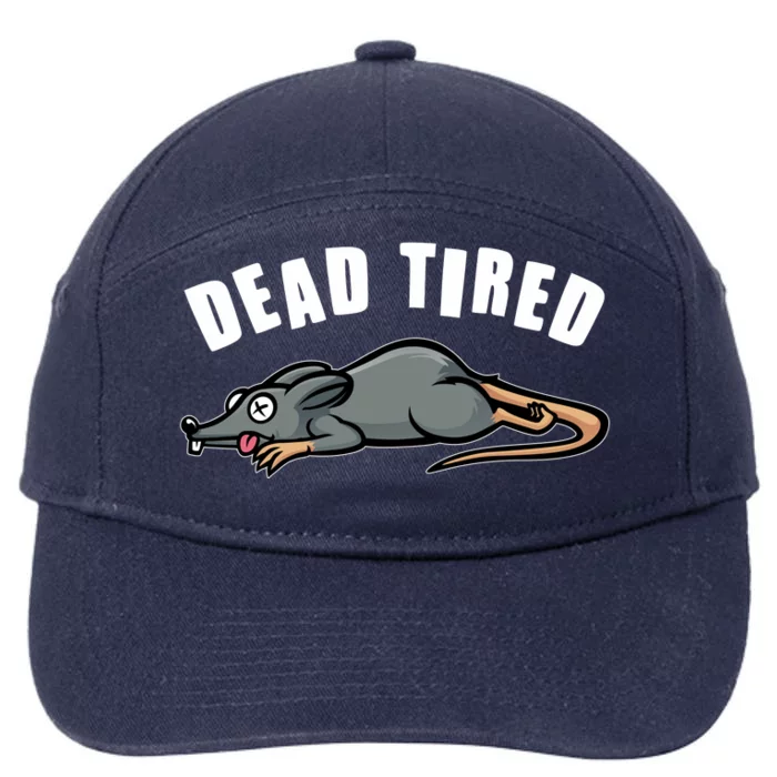 Funny Dead Tired Dead Rat Mouse 7-Panel Snapback Hat