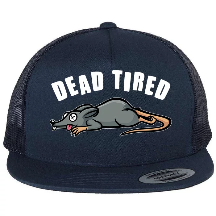 Funny Dead Tired Dead Rat Mouse Flat Bill Trucker Hat