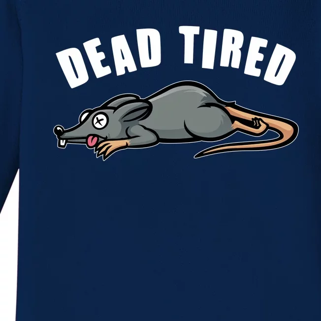 Funny Dead Tired Dead Rat Mouse Baby Long Sleeve Bodysuit