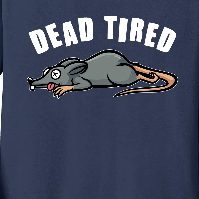 Funny Dead Tired Dead Rat Mouse Kids Long Sleeve Shirt