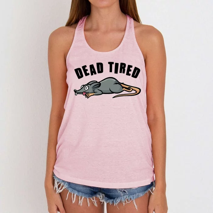 Funny Dead Tired Dead Rat Mouse Women's Knotted Racerback Tank