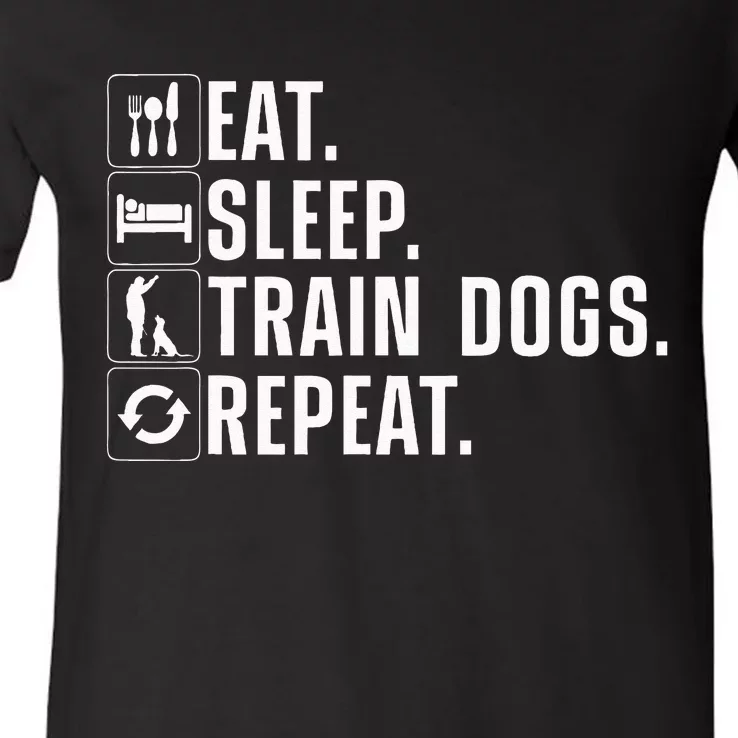 Funny Dog Trainer Design For Men Women Dog Training Lovers V-Neck T-Shirt