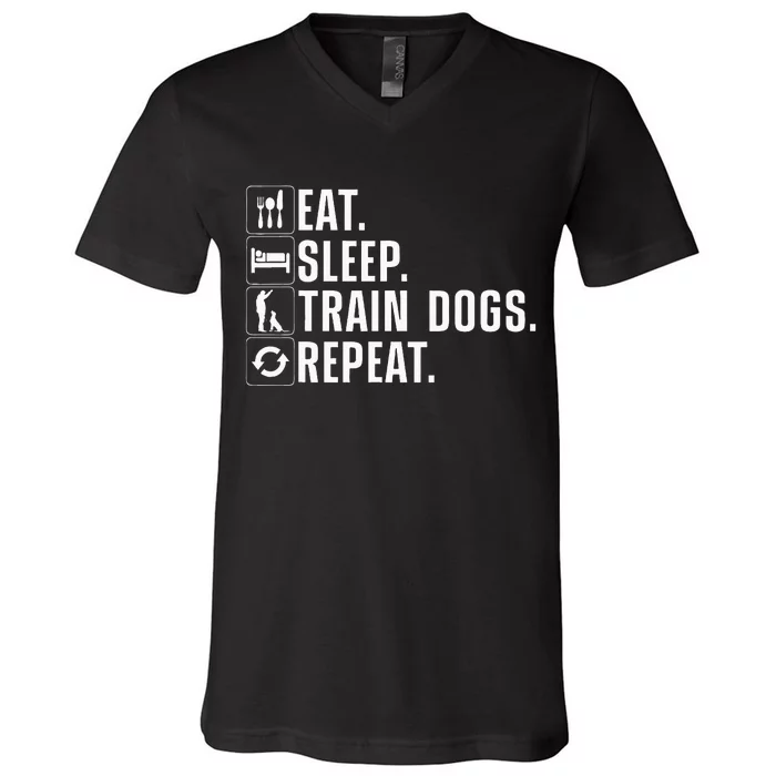 Funny Dog Trainer Design For Men Women Dog Training Lovers V-Neck T-Shirt