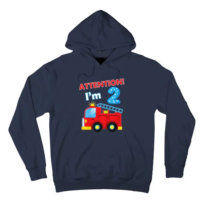 Fire Department Two 2yr 2nd 2 Year Old Birthday Tall Hoodie