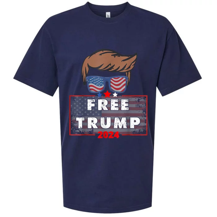 Free Donald Trump Republican Support Pro Trump American Flag Sueded Cloud Jersey T-Shirt