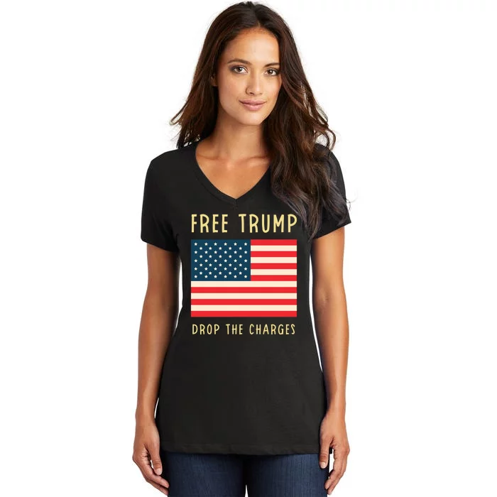 Free Donald Trump MAGA Conservative Women's V-Neck T-Shirt