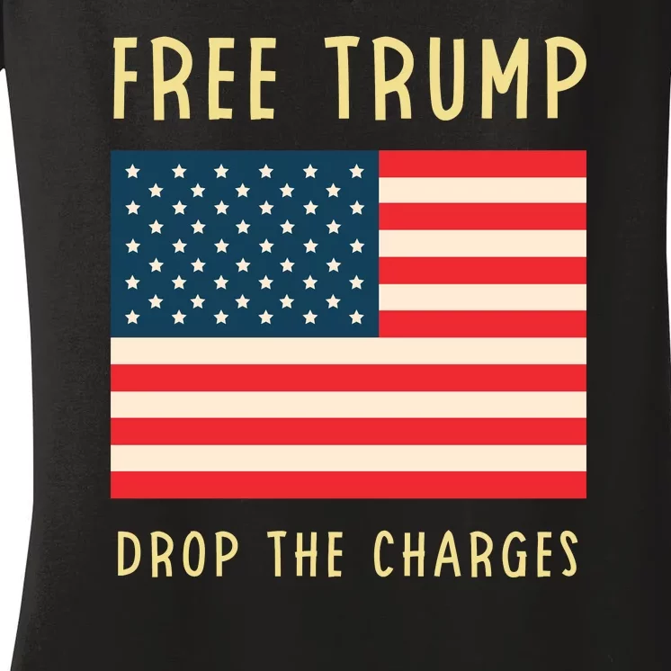 Free Donald Trump MAGA Conservative Women's V-Neck T-Shirt