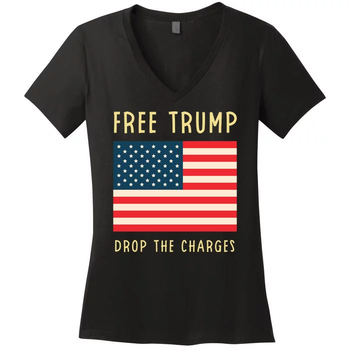 Free Donald Trump MAGA Conservative Women's V-Neck T-Shirt