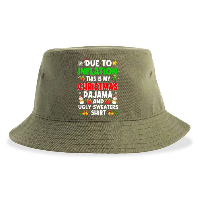 Funny Due To Inflation This Is My Ugly Sweater For Christmas Gift Sustainable Bucket Hat