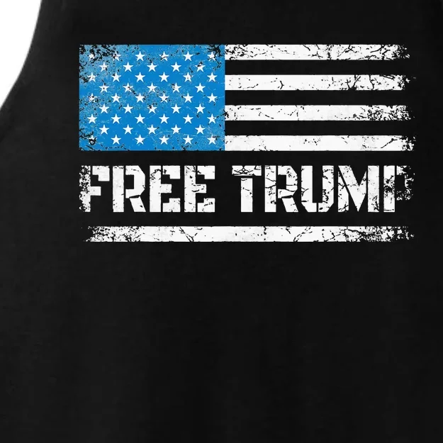 Free Donald Trump Tee American Flag Top Free Trump Ladies Tri-Blend Wicking Tank