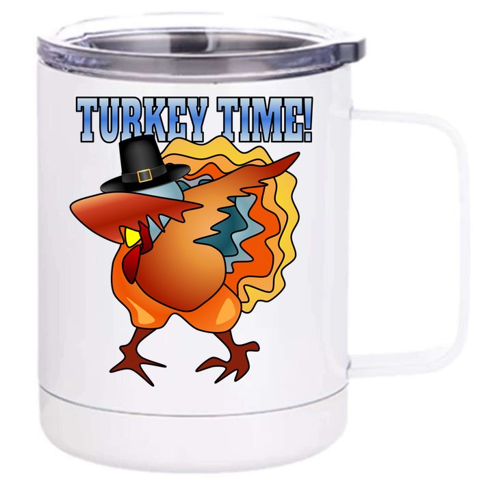 Funny Dabbing Turkey Gift For Thanksgiving Pilgrim Outfit Front & Back 12oz Stainless Steel Tumbler Cup