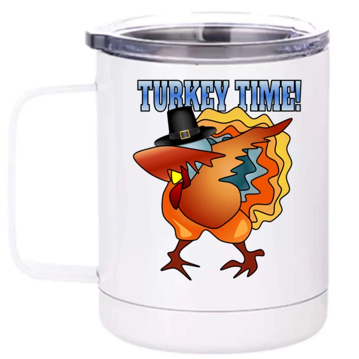 Funny Dabbing Turkey Gift For Thanksgiving Pilgrim Outfit Front & Back 12oz Stainless Steel Tumbler Cup